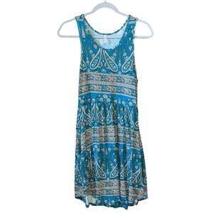 Blue & White Coastal Cowgirl Midi Sundress Scoop Neck Sleeveless M‎